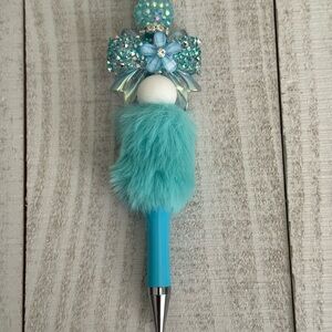 Aqua Blue Furry Decorative Pen - Unbranded